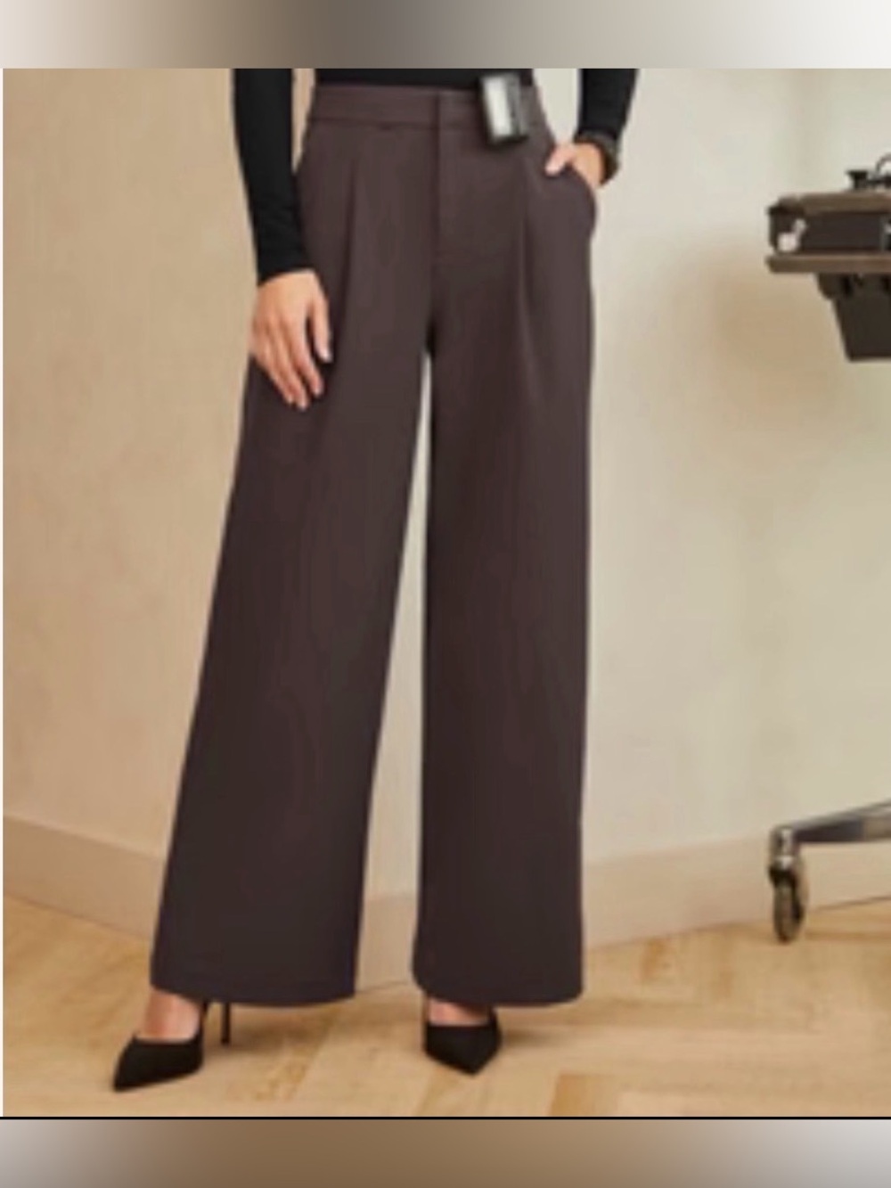 FIGS PRO Willow Brown High Waisted Wide Leg Scrub Trouser Brown small petite